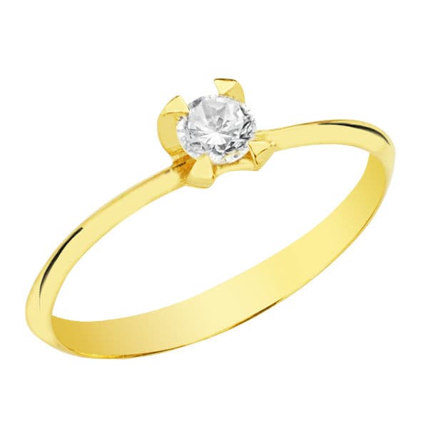 Solitario con Circonita 3,5 mm. de oro amarillo 18K