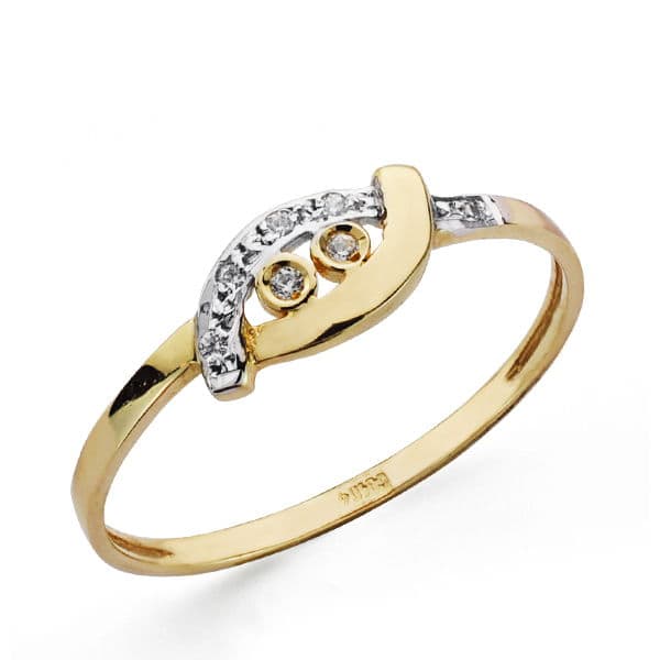 18K SORTIJA ORO BICOLOR MOTIVO CRUZADO CON CIRCONITAS. ANCHO: 5,5 MM