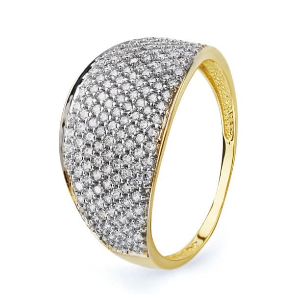 18K SORTIJA ORO BICOLOR CON CIRCONITAS. ANCHO: 12 MM