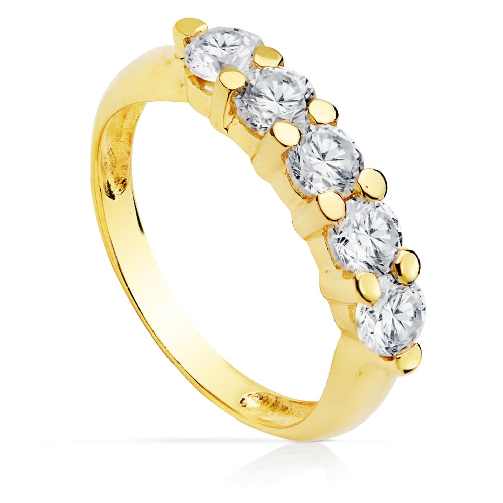 Sortija Quintillo Circonita 4 mm de oro amarillo 18K