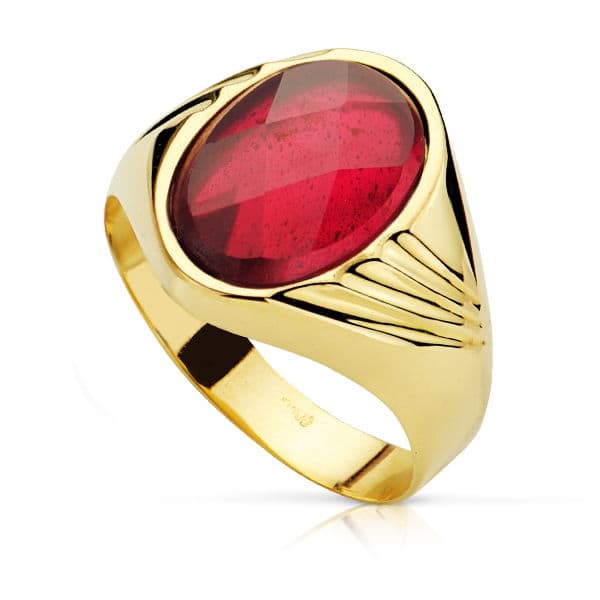 Sello Piedra Oval Rubí Spinel. 14 x 10 mm de oro amarillo 18K