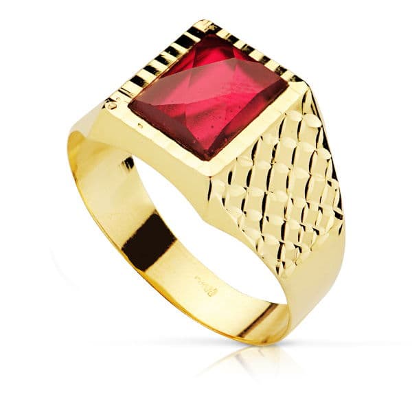 Sello Caballero Piedra Rubí Spinel 10 x 8 mm de oro amarillo 18K