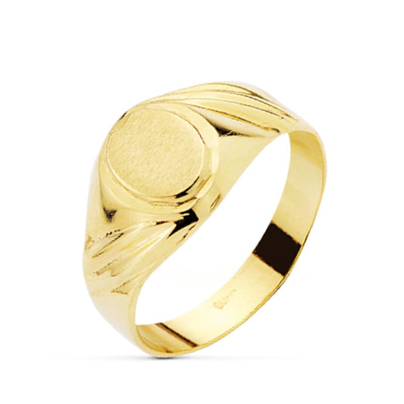 Sello Hueco Cadete Zona Grabado Oval de 7 x 6 mm de oro amarillo 18K