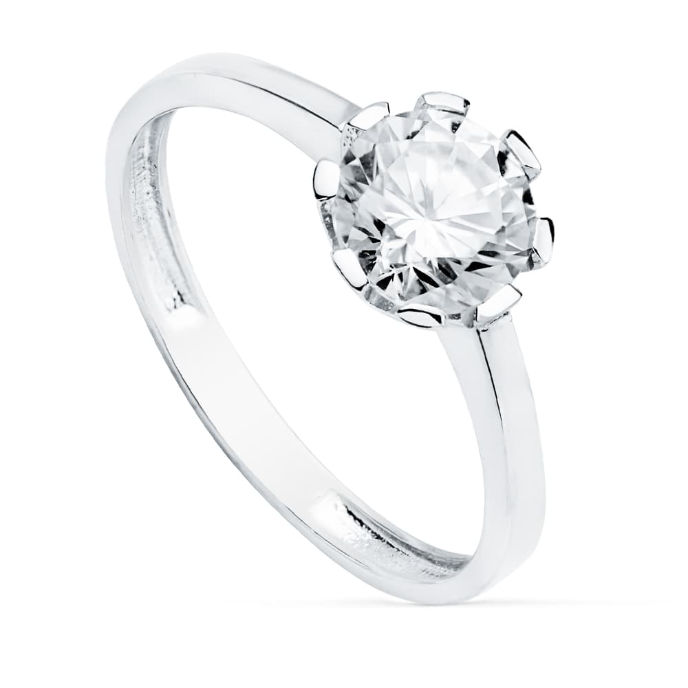 Solitario Garras Circonita 7 mm de oro blanco 18K