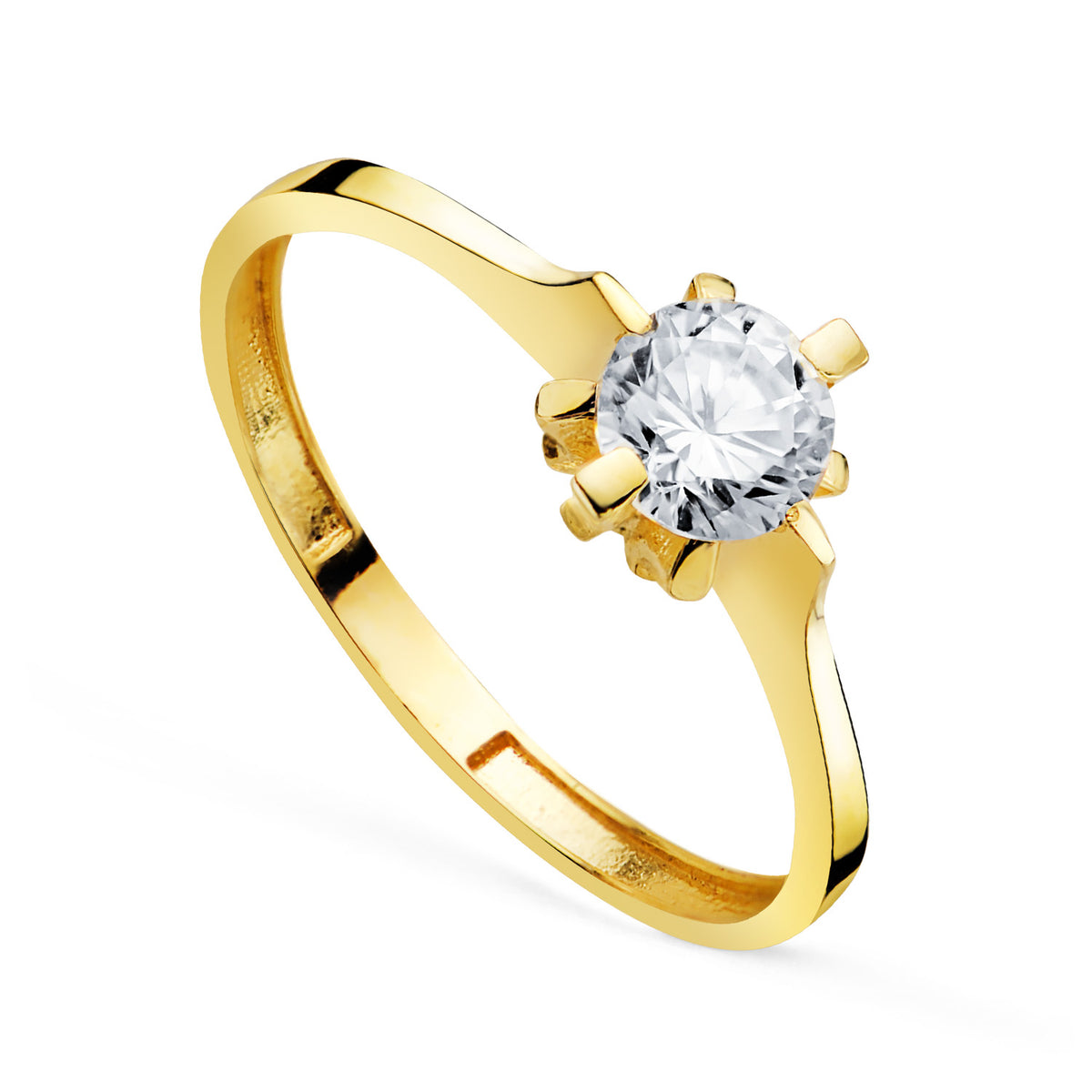 Solitario Circonita Garras de 5 mm. Ancho: 7,4 mm de oro amarillo 18K