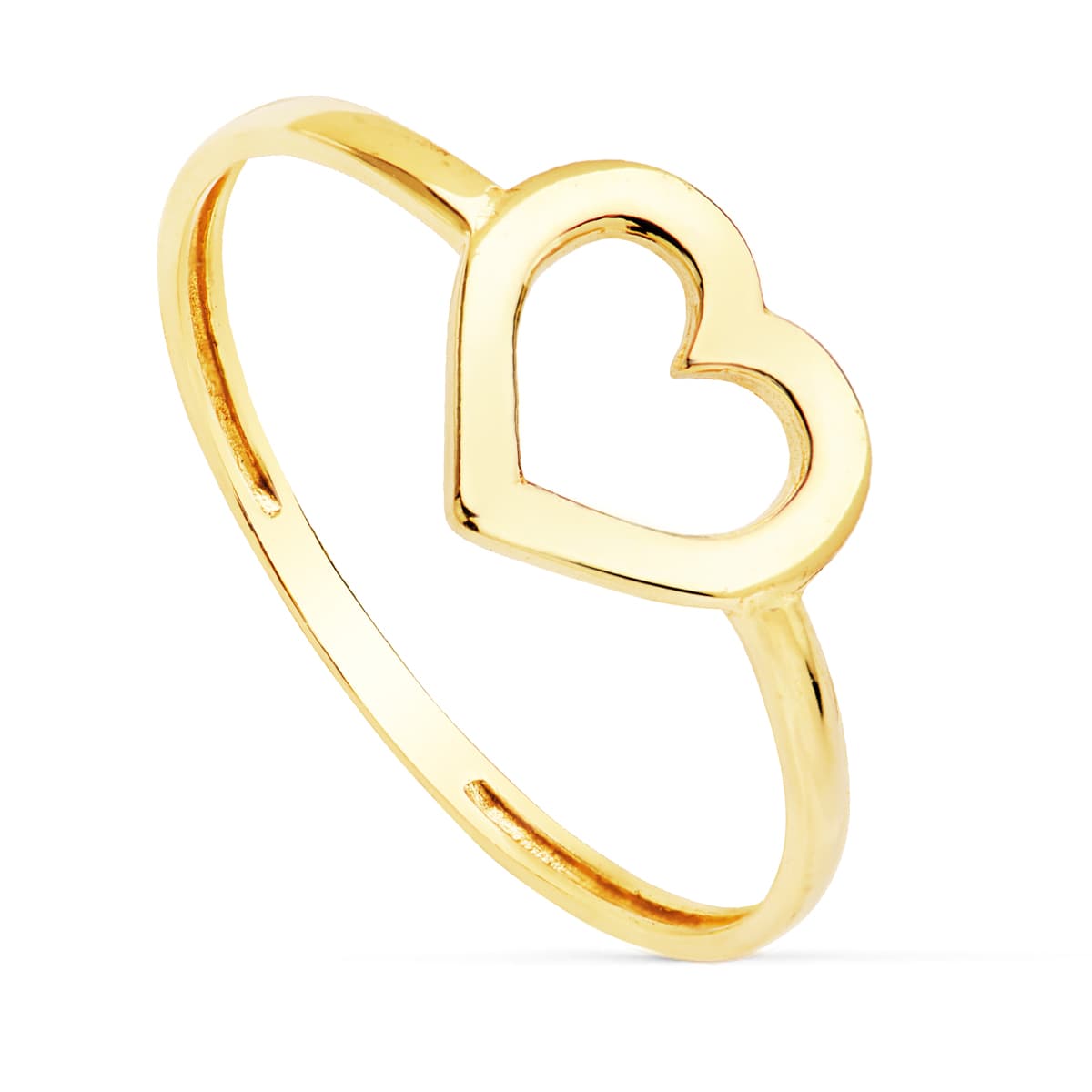 Sortija Corazon Calado Brillo 9 mm de oro amarillo 18K
