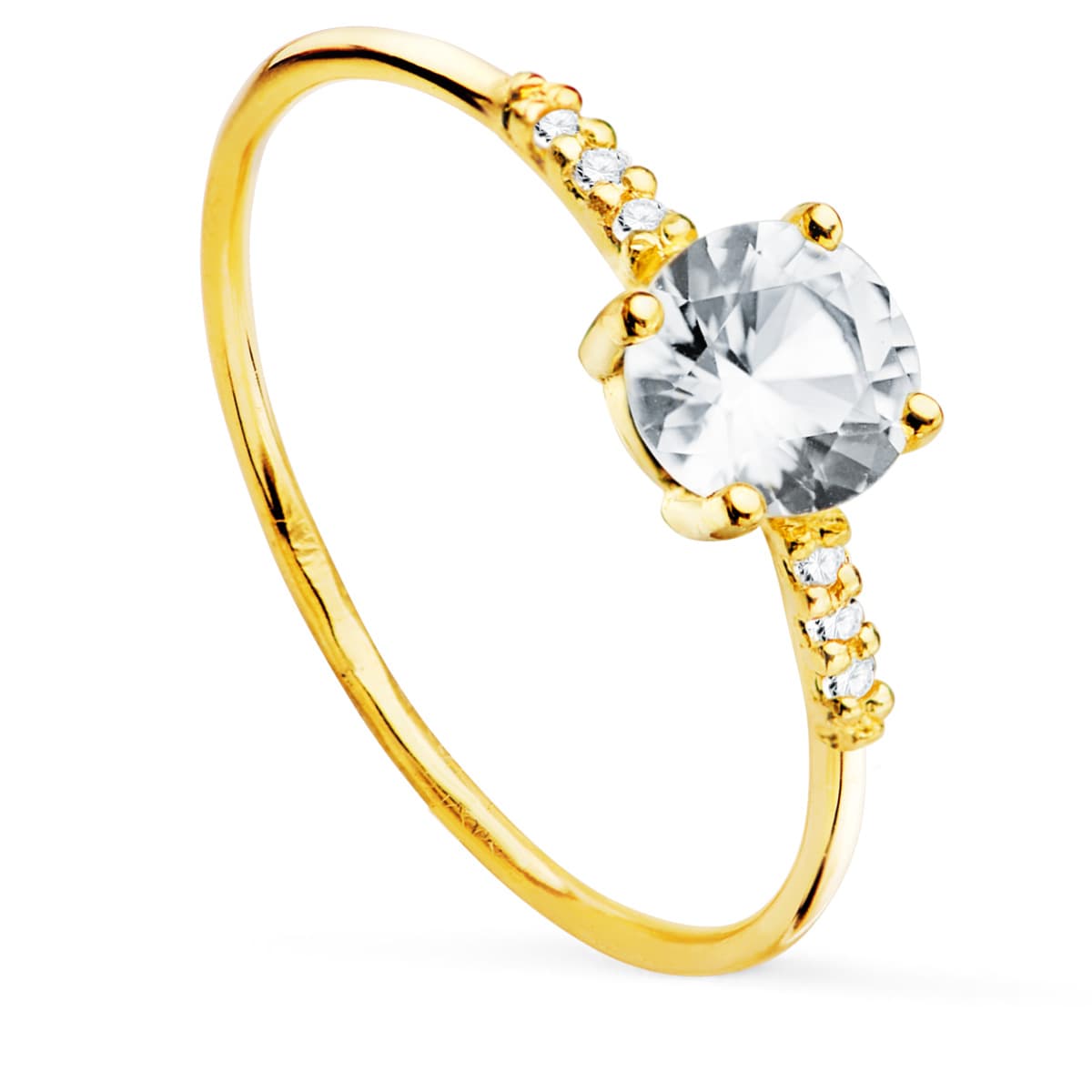 18K SOLITARIO ORO AMARILLO CUERPO RED.1 MM TOPACIOS BLANCOS NATURALES 0.5436 CTS