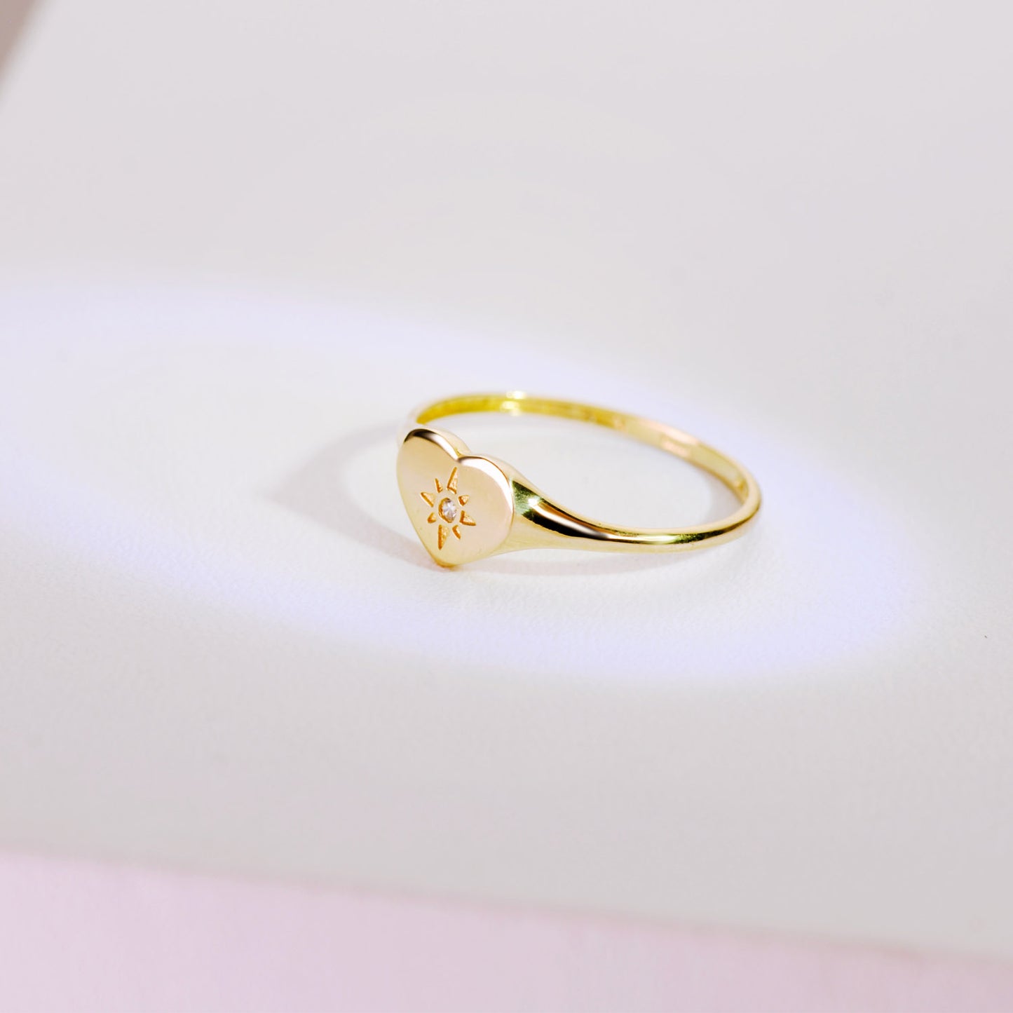 18K SELLO ORO AMARILLO MUJER CABEZA CORAZON CON CIRCONITA 9X7 MM