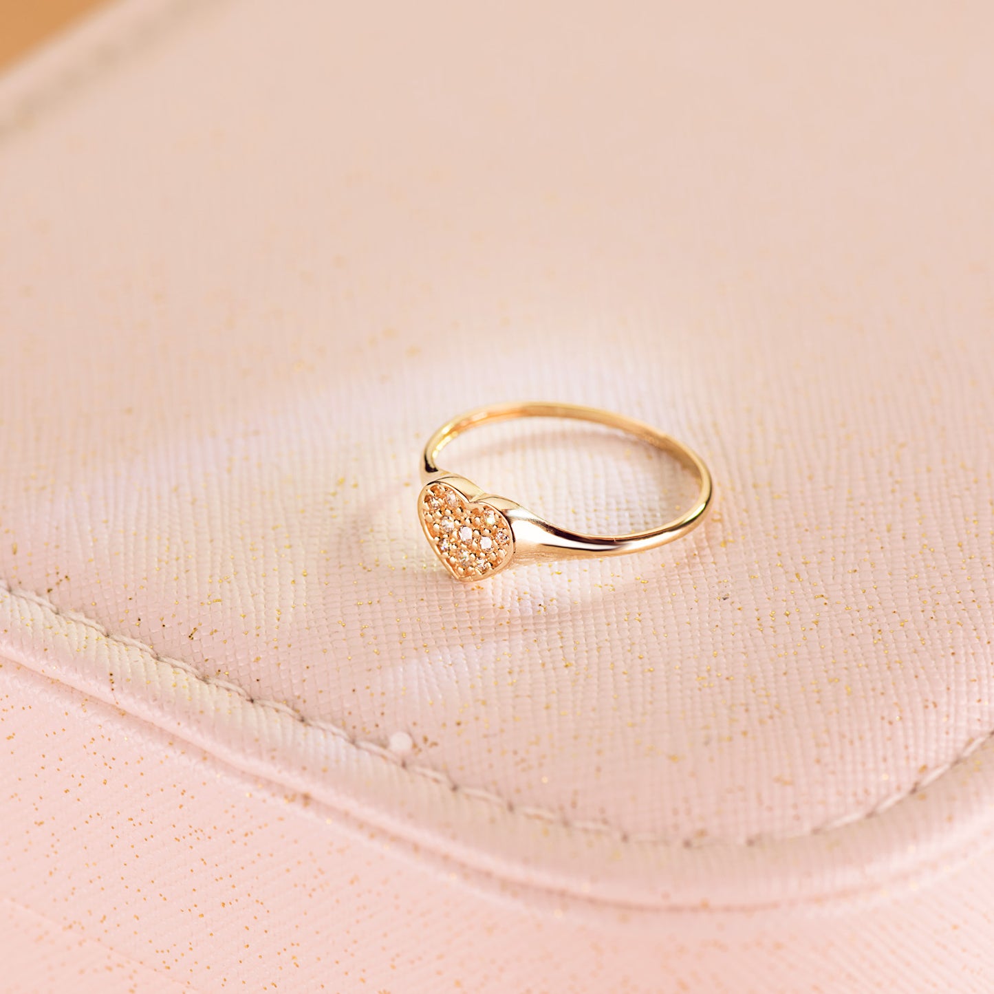 18K SELLO ORO AMARILLO MUJER CABEZA CORAZON CON CIRCONITA 9X8 MM