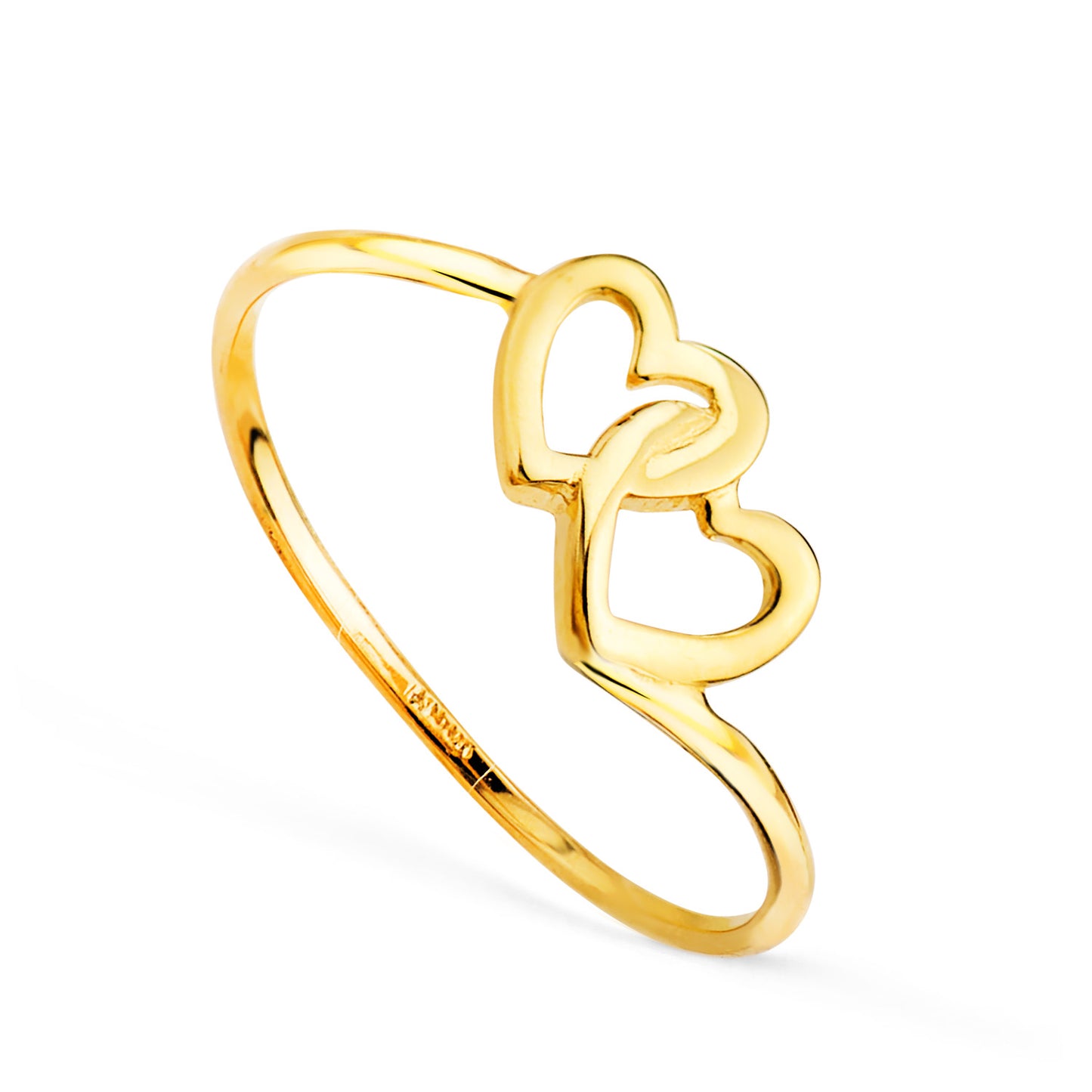 18K SORTIJA ORO AMARILLO CORAZONES ENTRELAZADOS. ANCHO: 7 MM