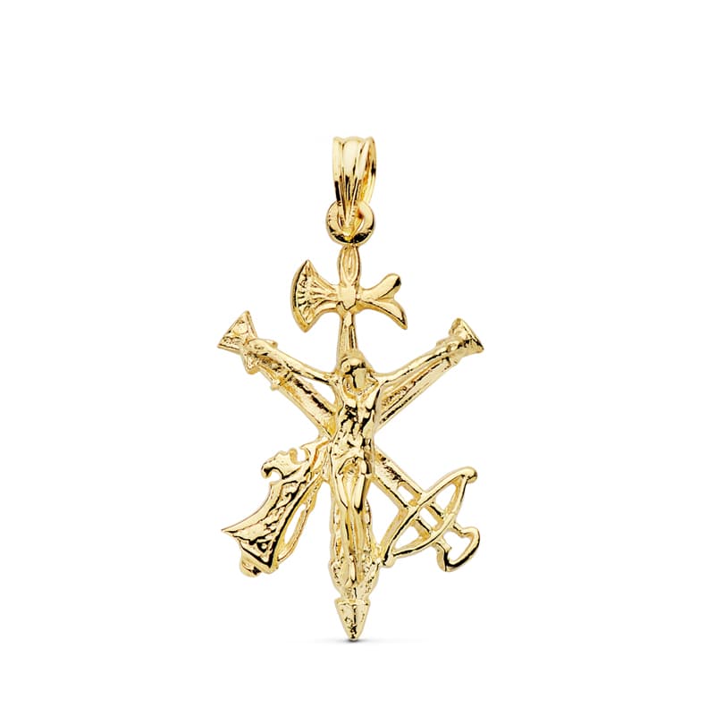 18K COLGANTE CRUZ CRISTO LEGION ORO AMARILLO 29X18 MM 2.60 GR