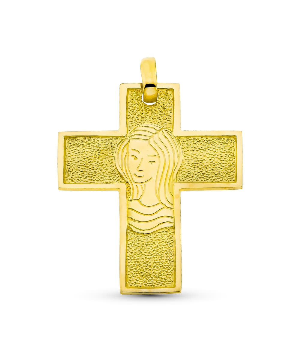 18K CRUZ ORO AMARILLO VIRGEN 30X25 MM