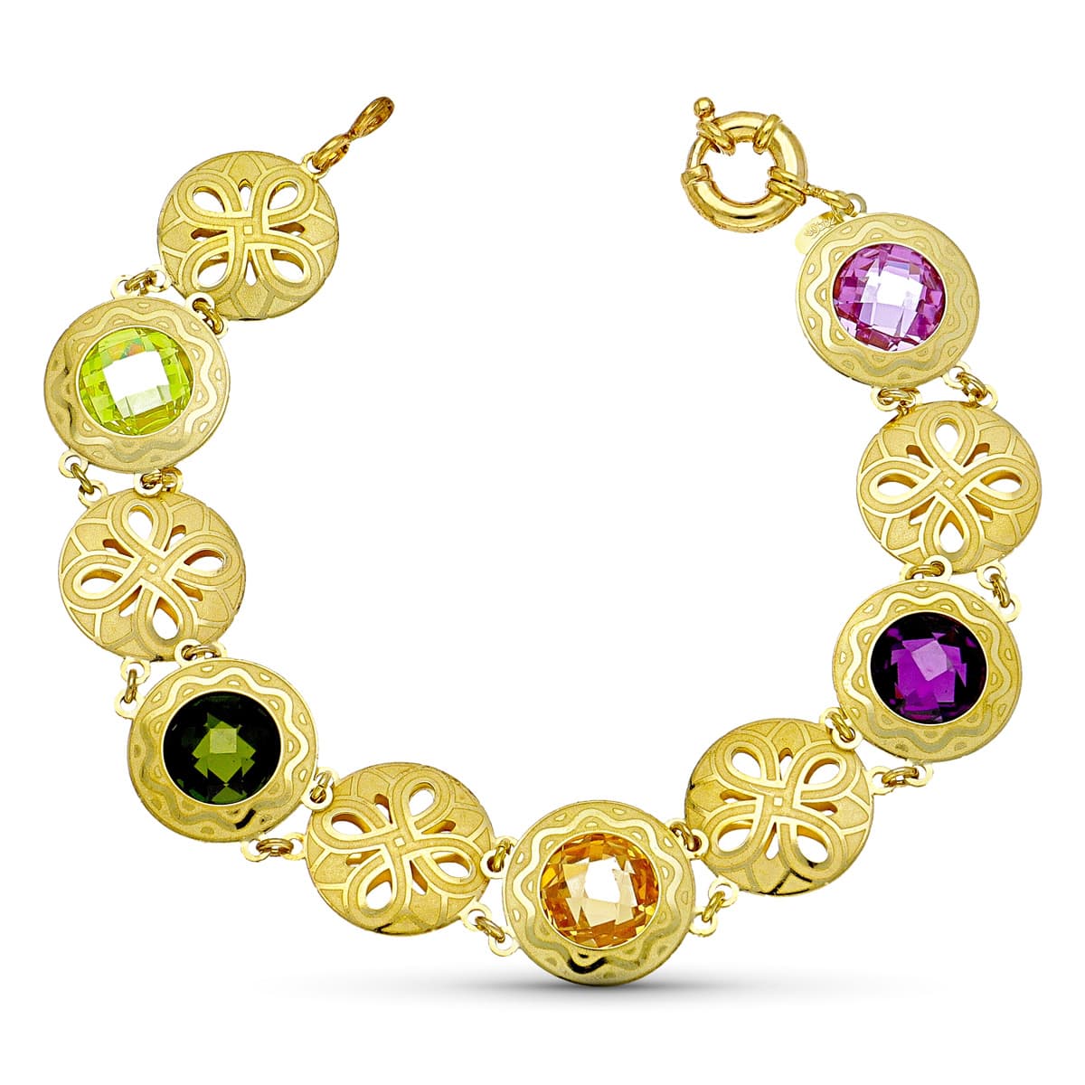 Pulsera Laser Piedras Color de oro amarillo 18K