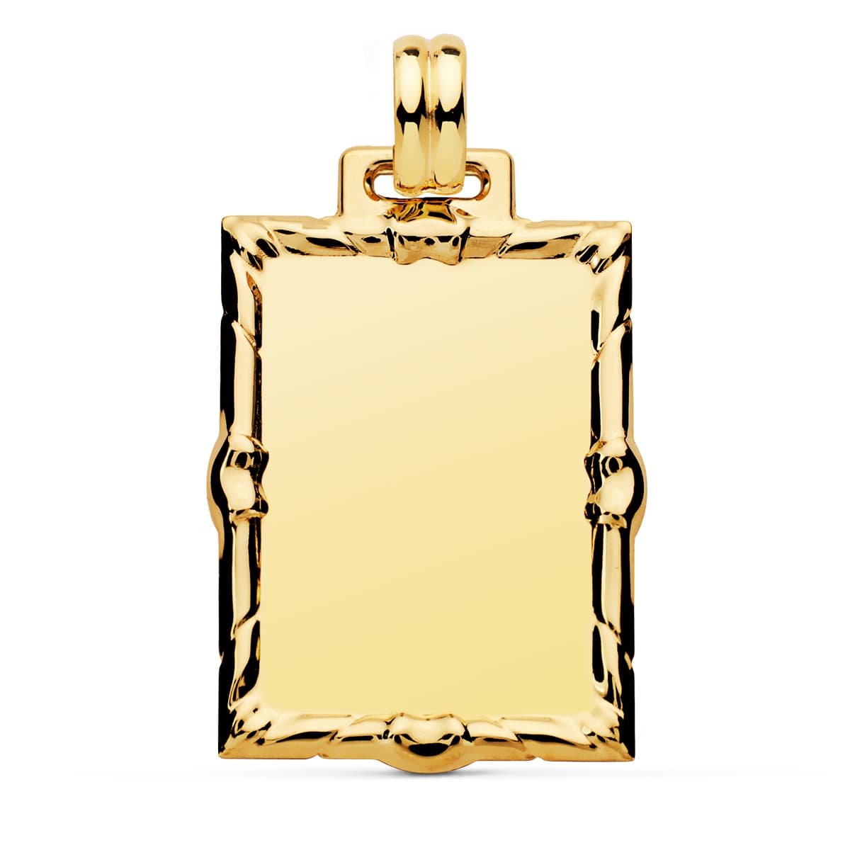 Placa Chapa Labrada Rectangular 30 x 24 mm de oro amarillo 18K