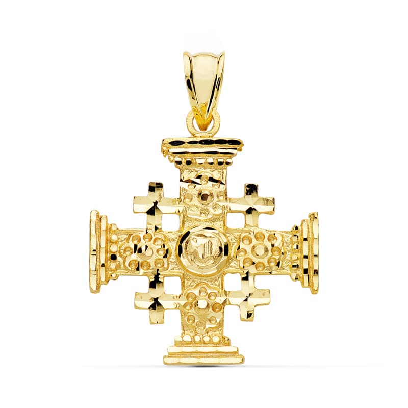 18K CRUZ DE JERUSALEN ORO AMARILLO 27X23 MM