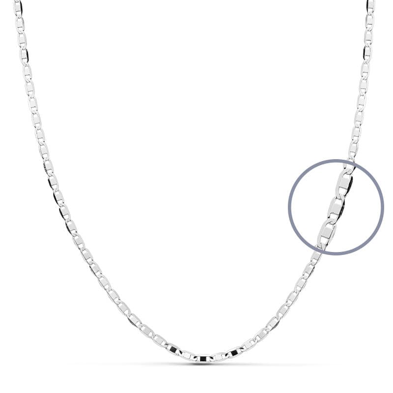18K CADENA MACIZA ORO BLANCO 40CM 1.8 MM