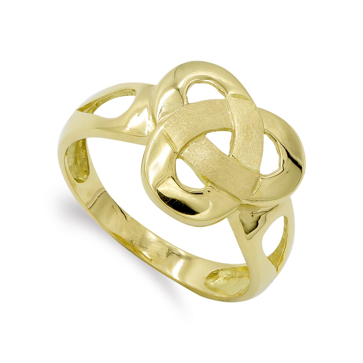 Sortija Maciza Hojas Entrelazadas. Ancho: 14,5 mm de oro amarillo 18K