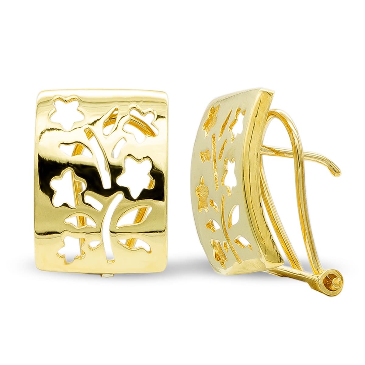 Pendientes Flores Caladas de oro amarillo 18K