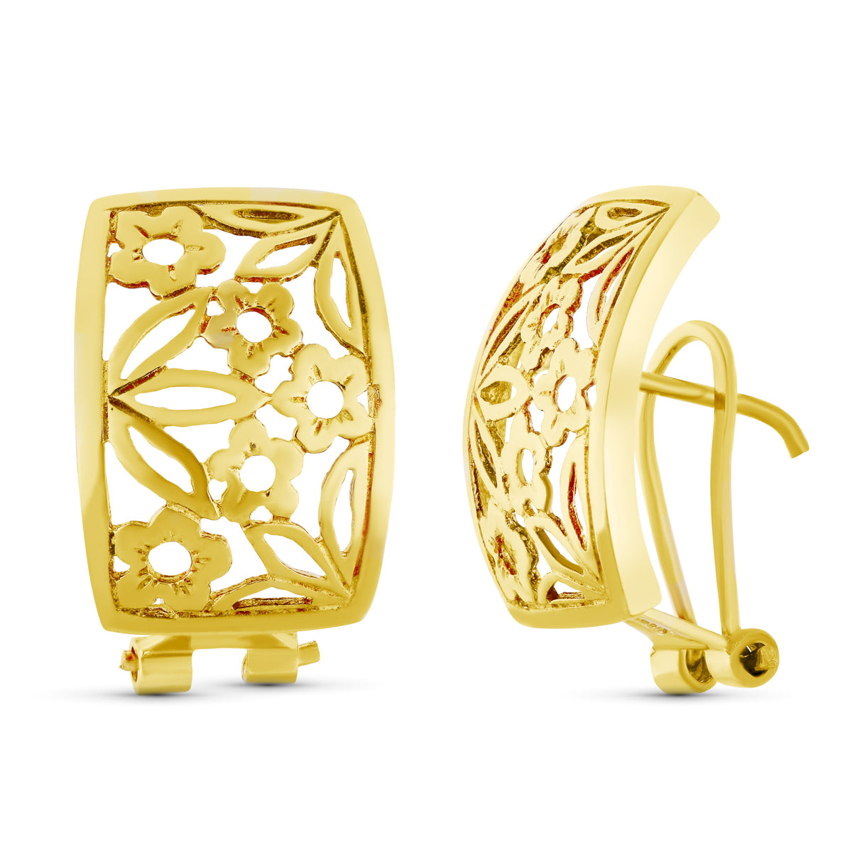 Pendientes Flores 18 x 13 mm de oro amarillo 18K