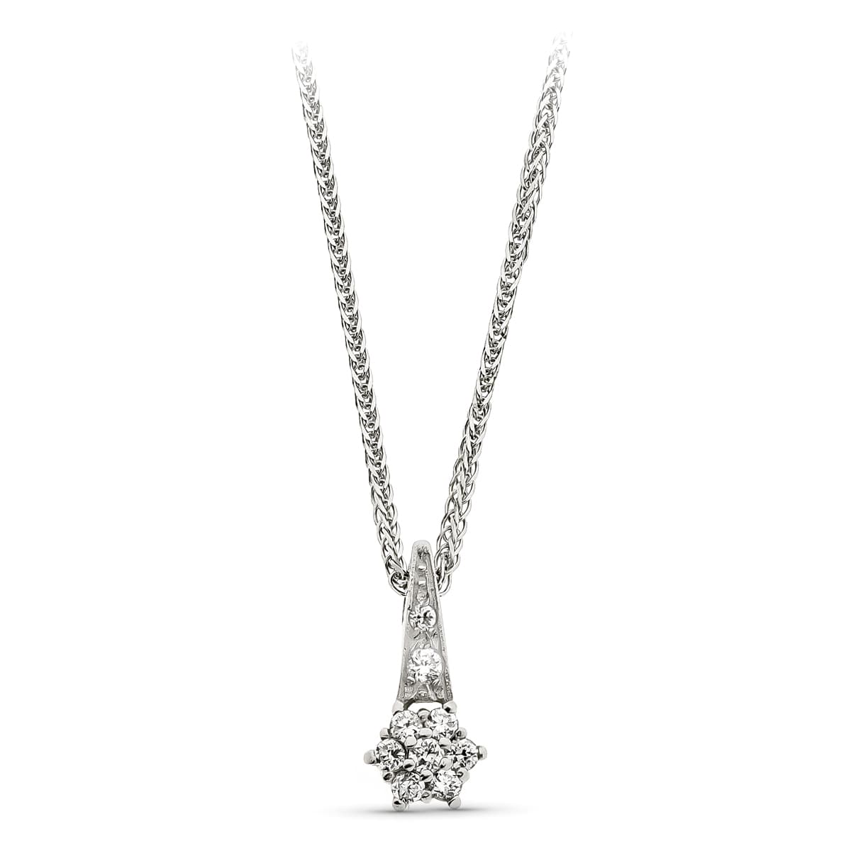 Colgante 9 Circonitas de oro blanco 18K