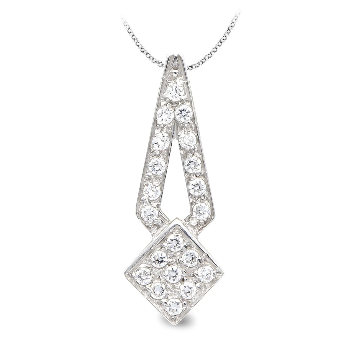 Gargantilla y Circonitas de oro blanco 18K