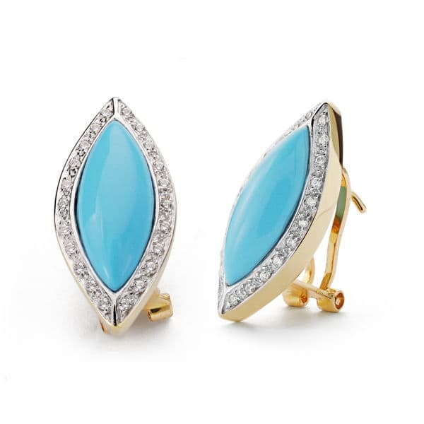 Pendientes Turquesa Bicolor 24 x 11 mm 18K