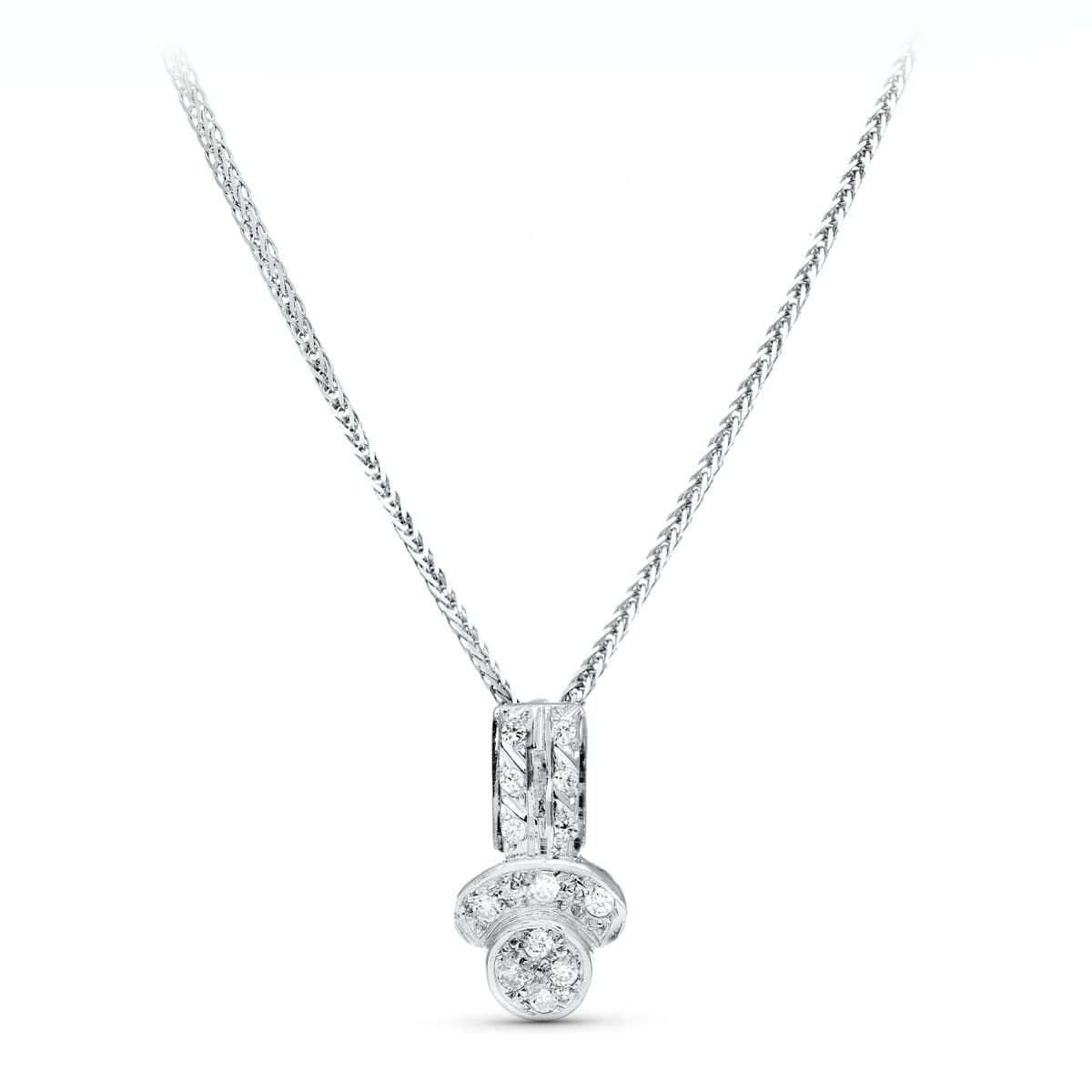 18K GARGANTILLA ORO BLANCO JUEGO NOVIA CIRCONITA 45CM CENTRO 16X8 MM