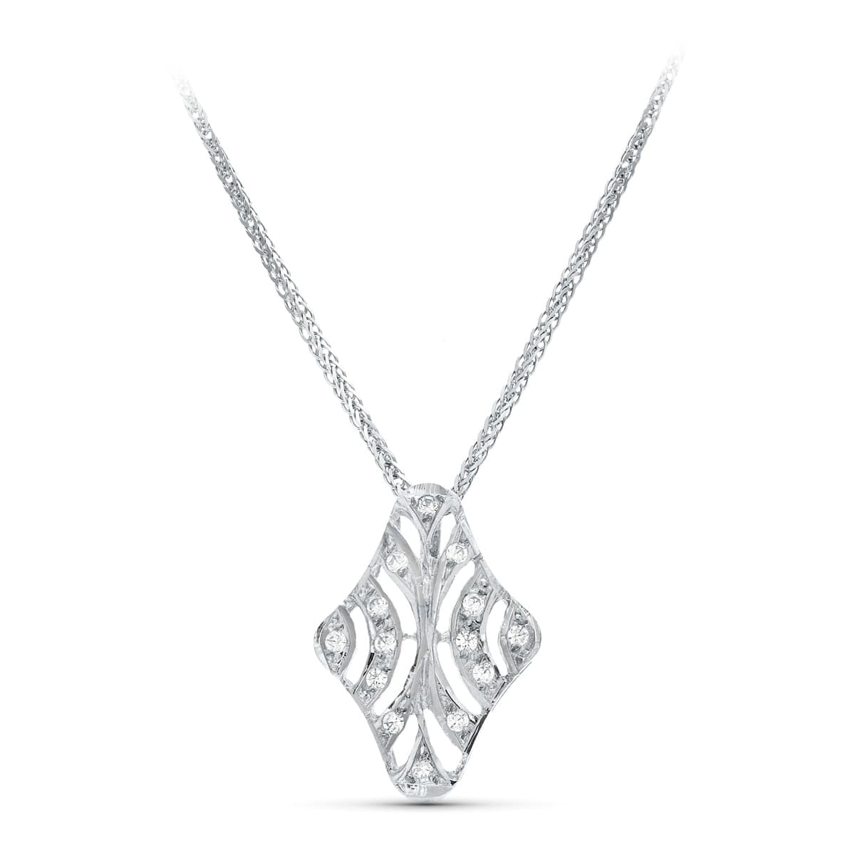 Gargantilla 45 cm Juego Novia Motivo Circonita 20 x 15 mm de oro blanco 18K