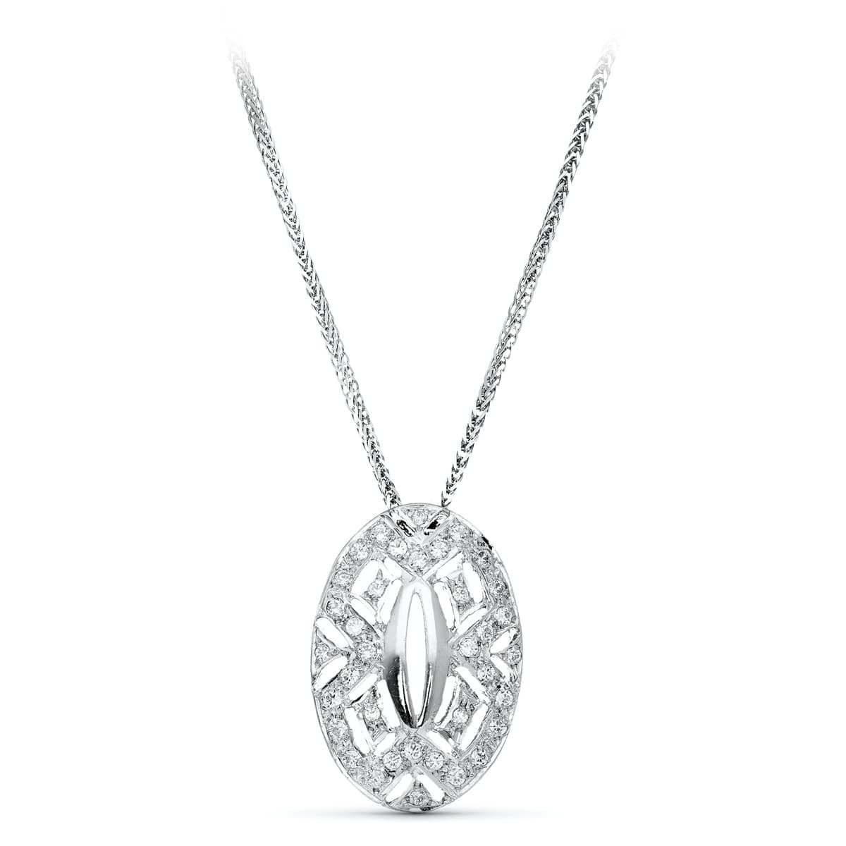 18K GARGANTILLA ORO BLANCO JUEGO NOVIA 45CM CENTRO CIRCONITA 23X15 MM