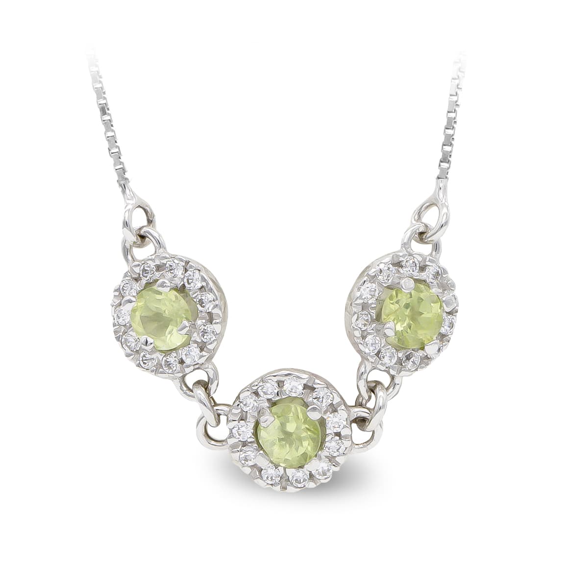 18K GARGANTILLA ORO BLANCO CUAJOS CIRCONITA Y CADENA VENECIANA