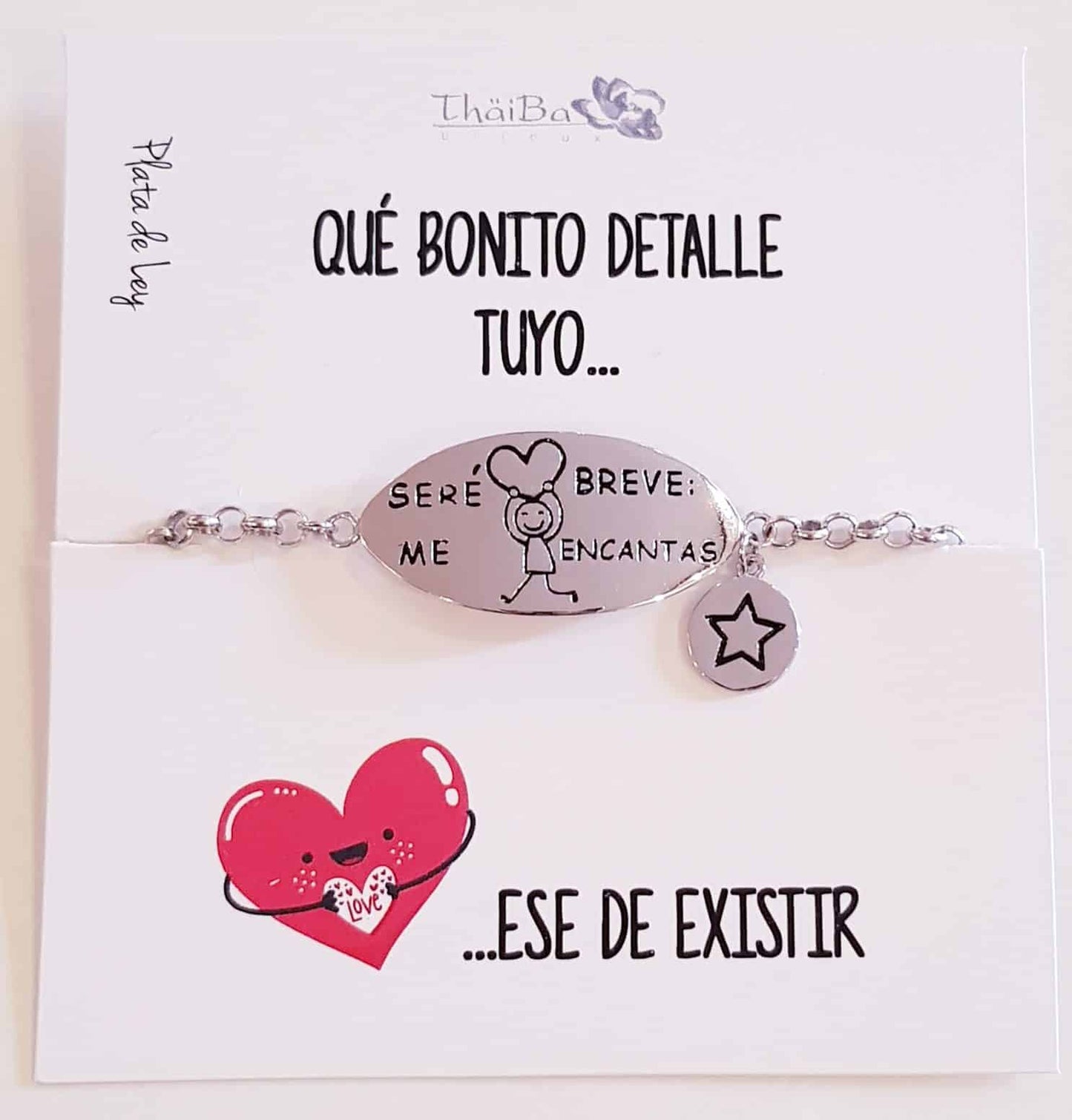 Pulsera me encantas de plata de ley