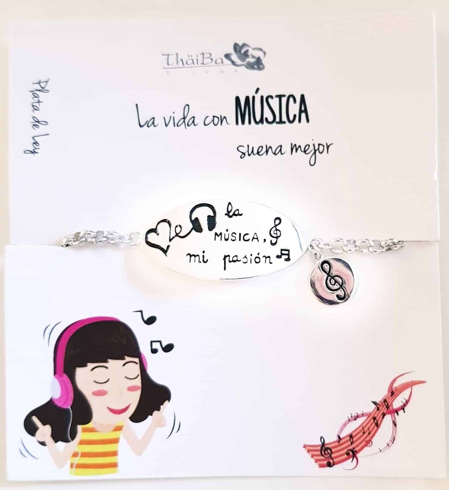 Pulsera de la MÙSICA de plata de ley
