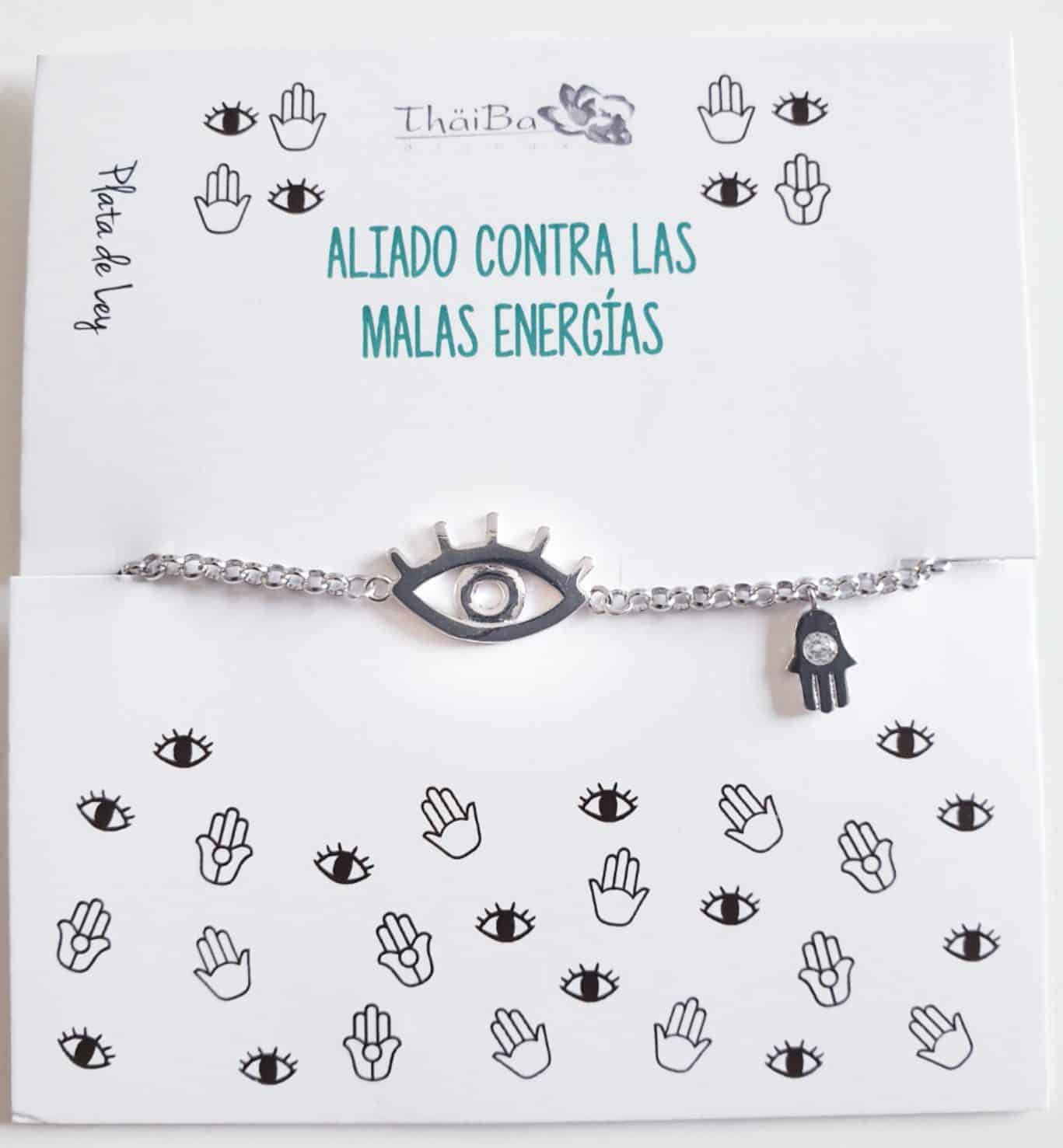 Pulsera ojo y mano protectores de plata de ley