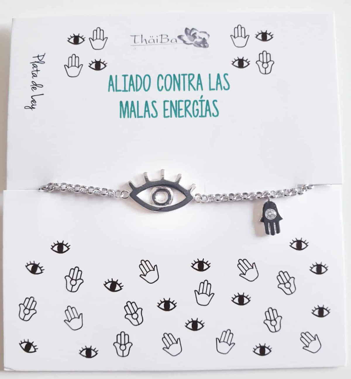 Pulsera ojo y mano protectores de plata de ley - Joyería Zafir
