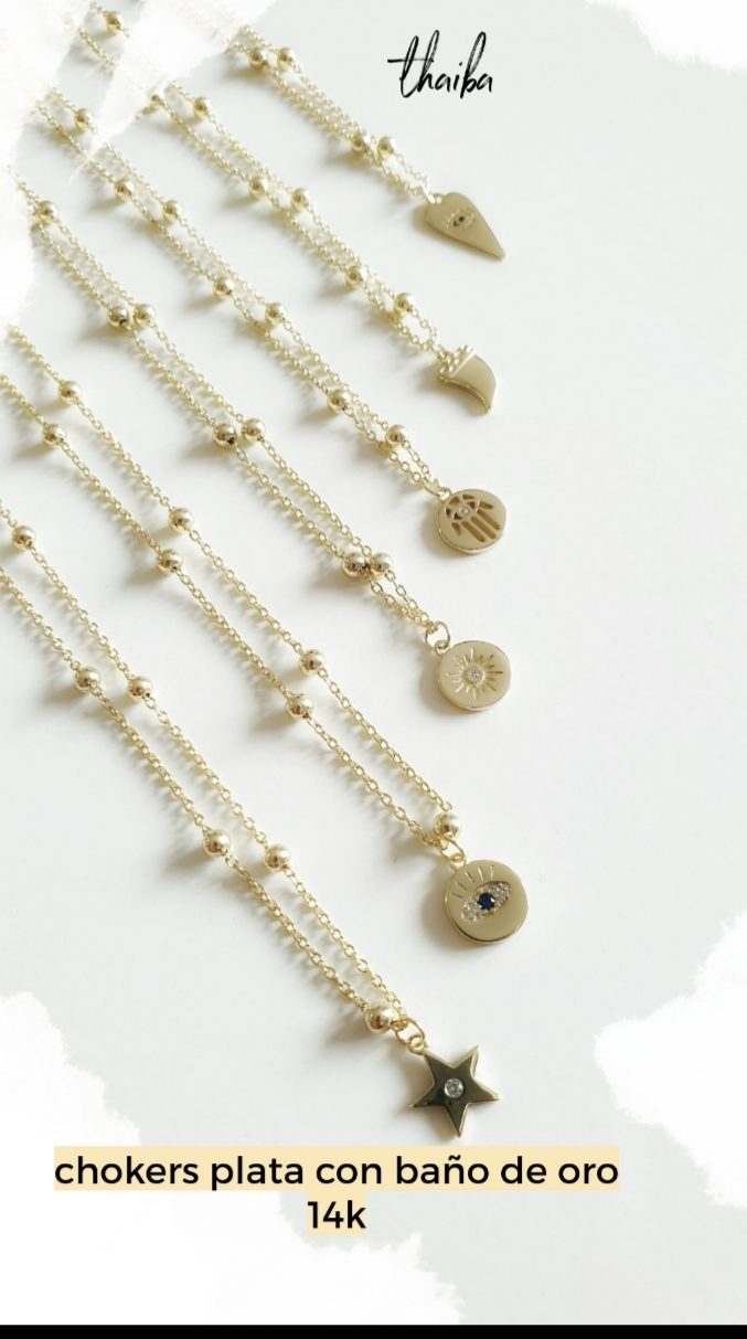 Collar oro colmillo de plata de ley