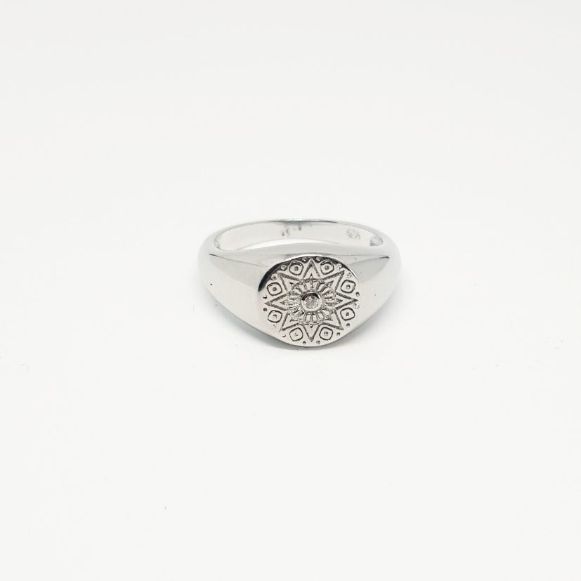 Anillo sello boho de plata de ley - Joyería Zafir