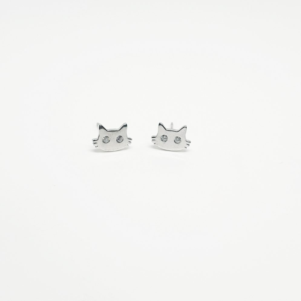 Pendientes gato gatito de plata de ley