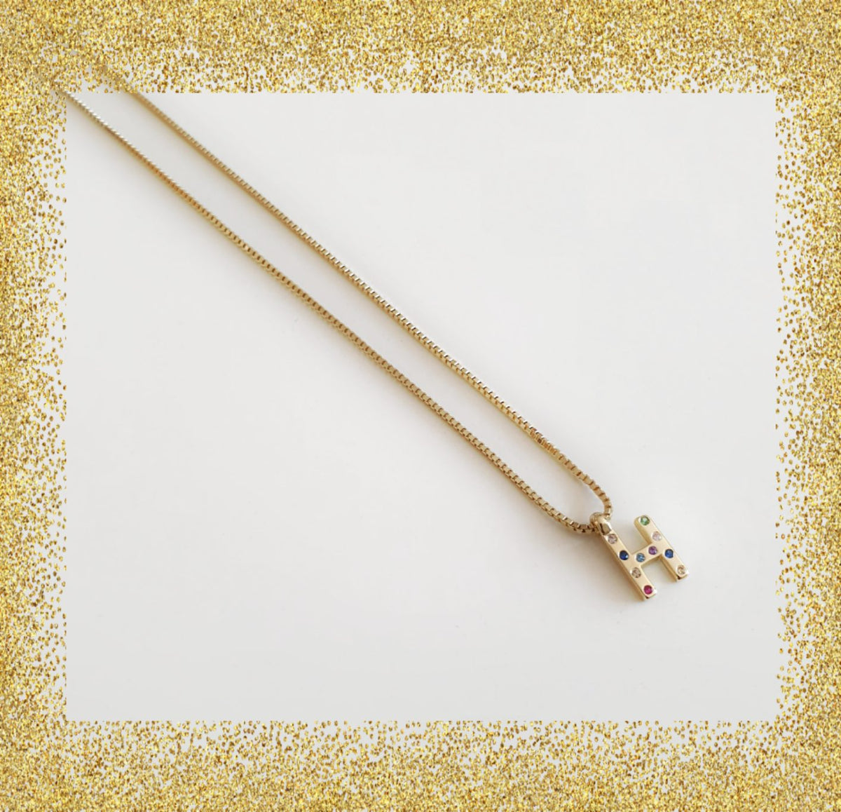 Collar inicial oro h de plata de ley con baño de oro de 14 quilates - Joyería Zafir