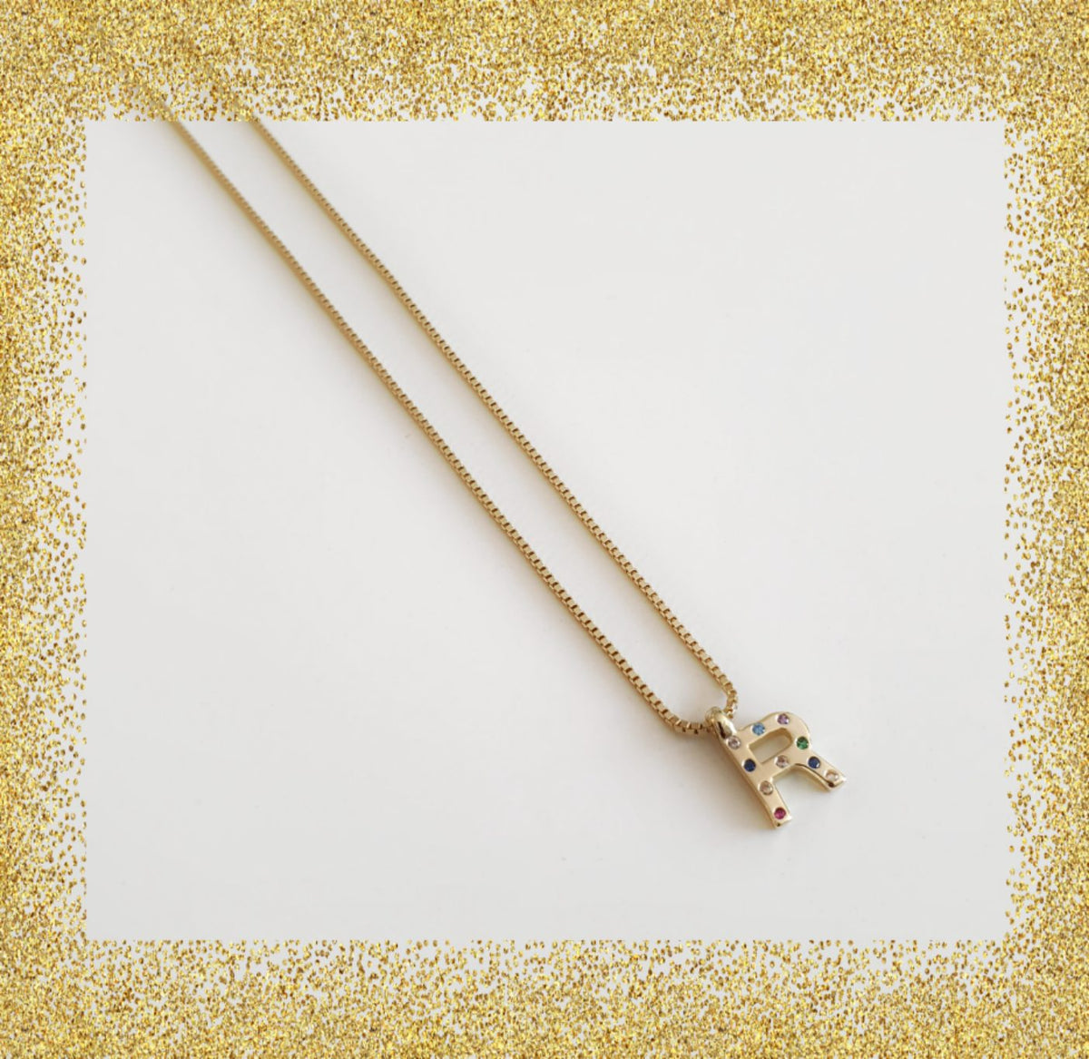 Collar inicial oro r de plata de ley con baño de oro de 14 quilates - Joyería Zafir