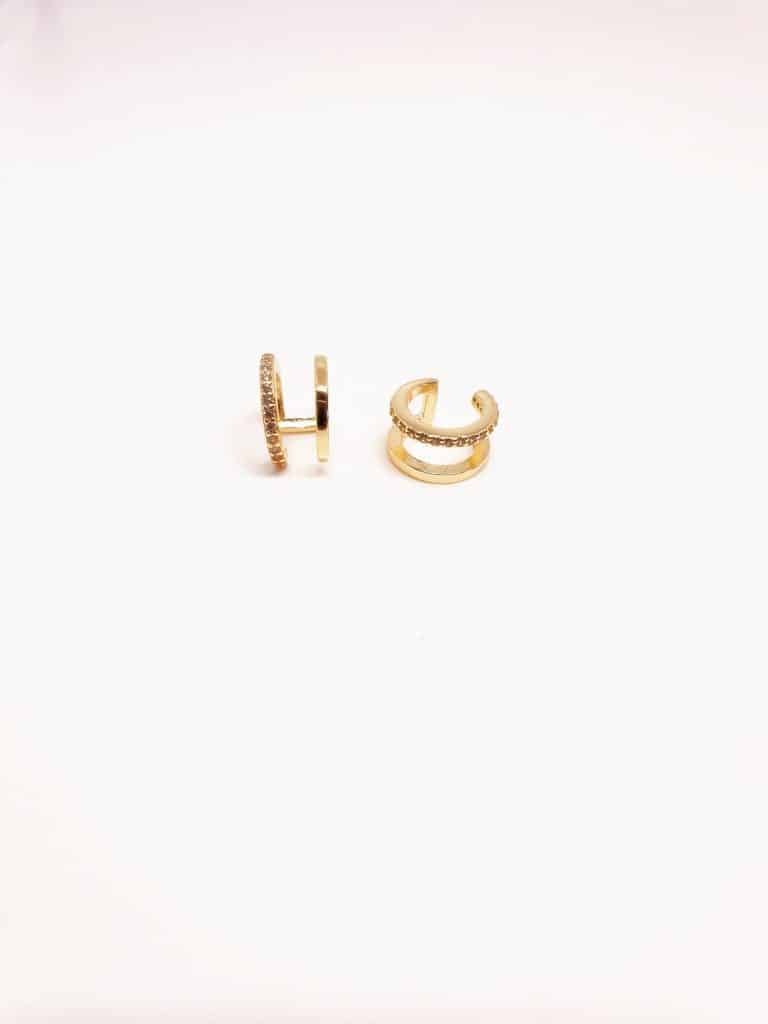 Ear cuff dos lineas oro de plata de ley