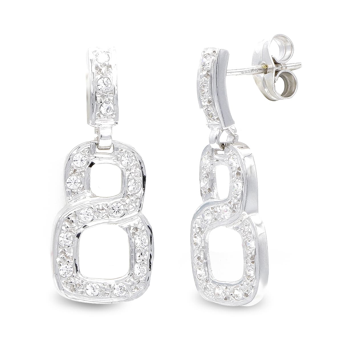 Pendientes Largos Circonita de oro blanco 18K
