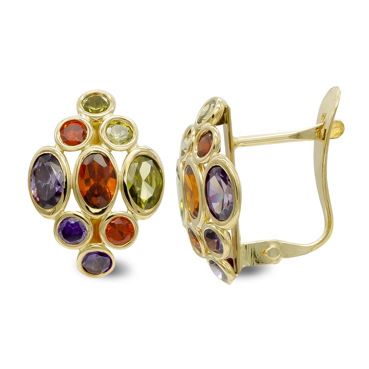 Pendientes Piedras Colores de oro amarillo 18K