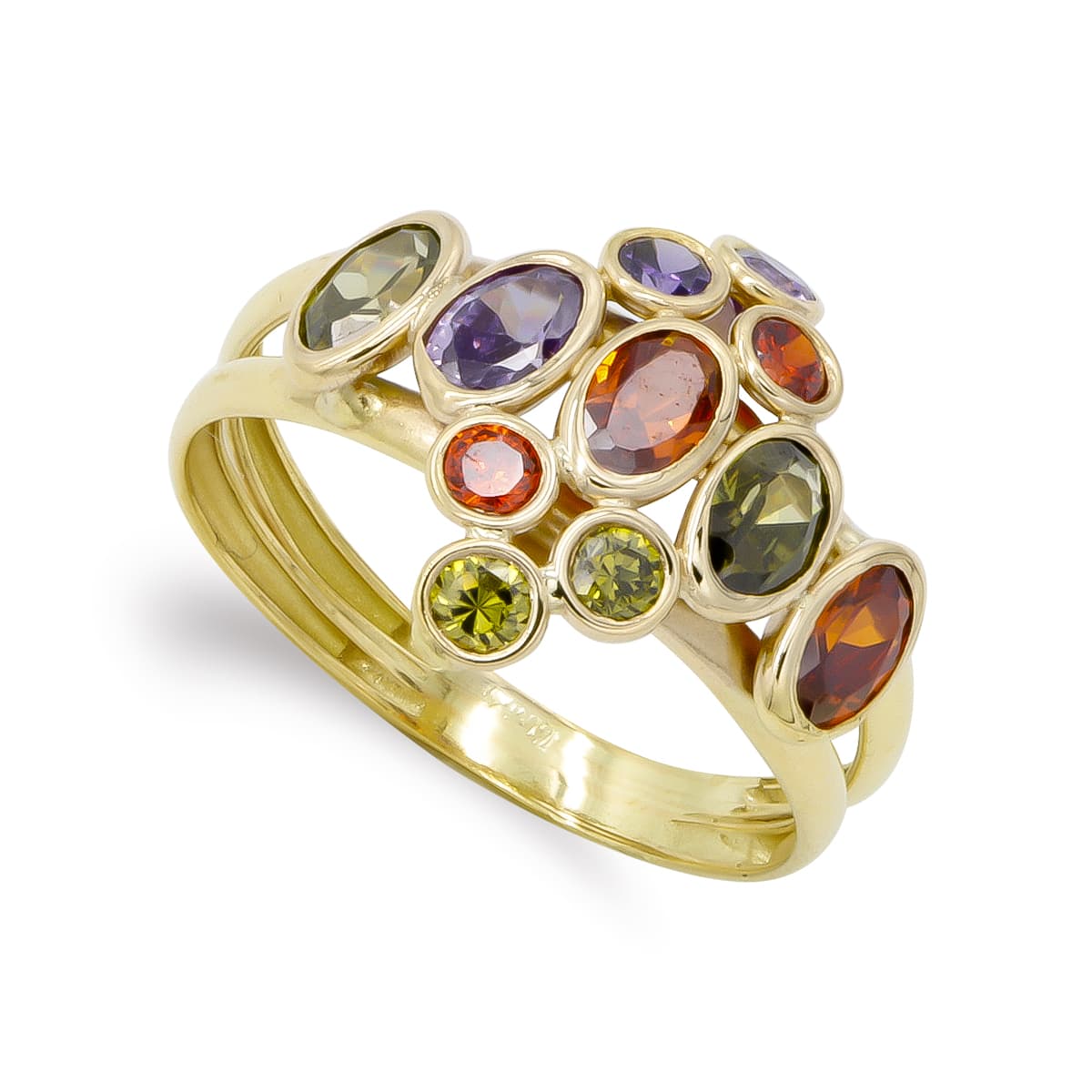 Sortija Piedras Colores de oro amarillo 18K