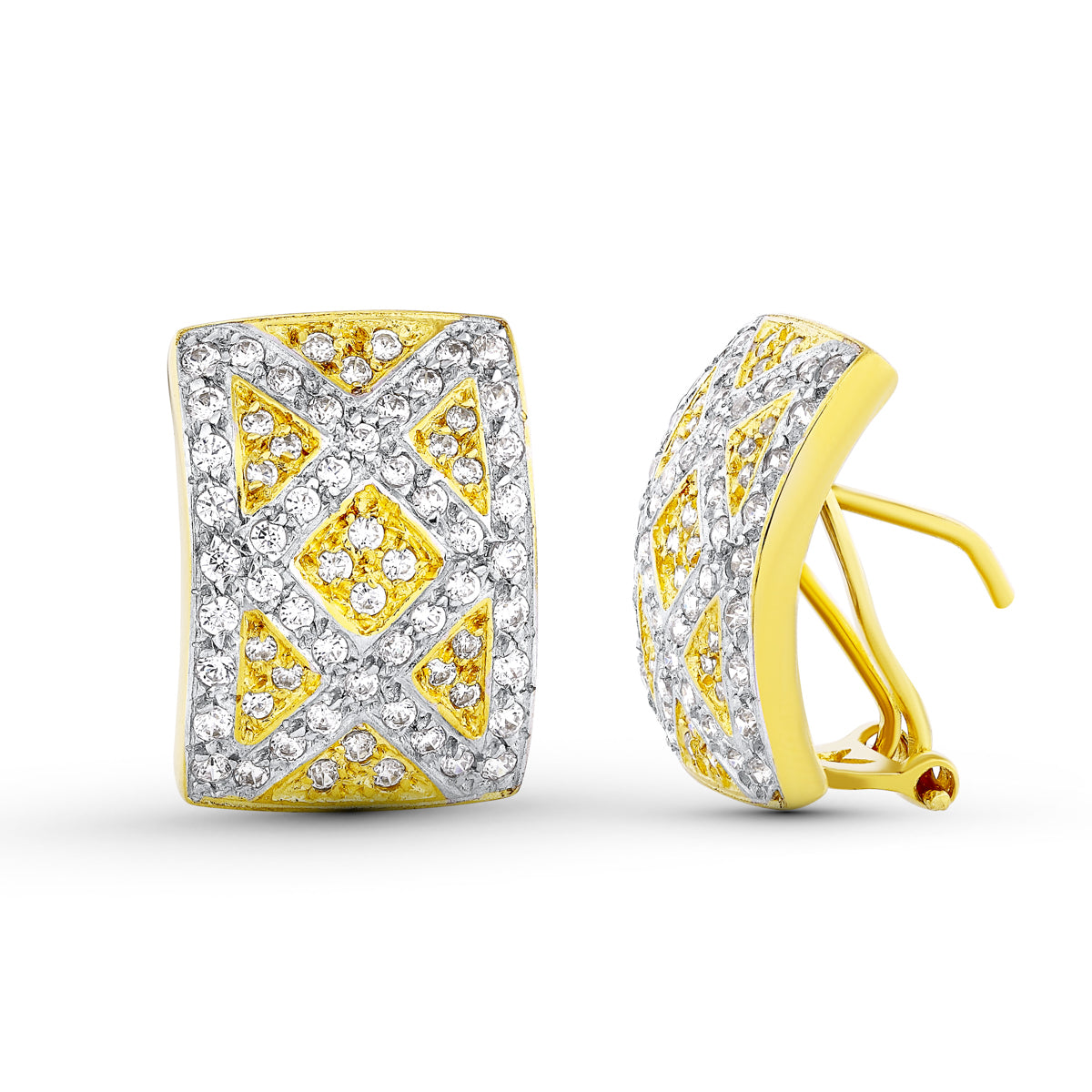 Pendientes Bicolor Circonita 17x12 M 18K