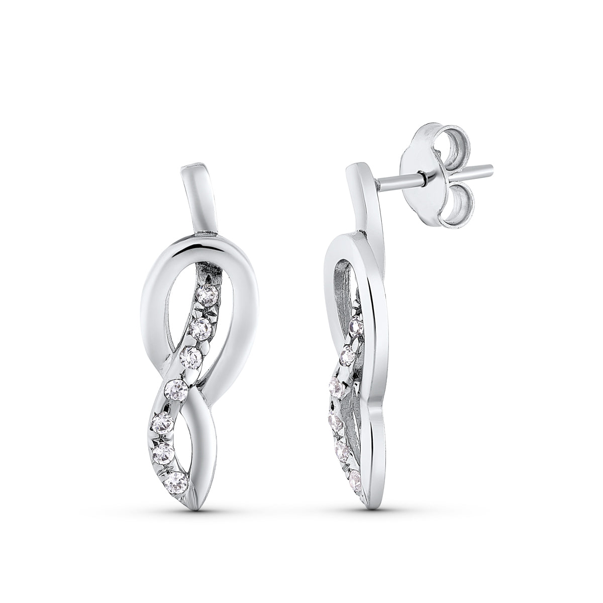 Pendientes Circonita 23 x 7 mm de oro blanco 18K