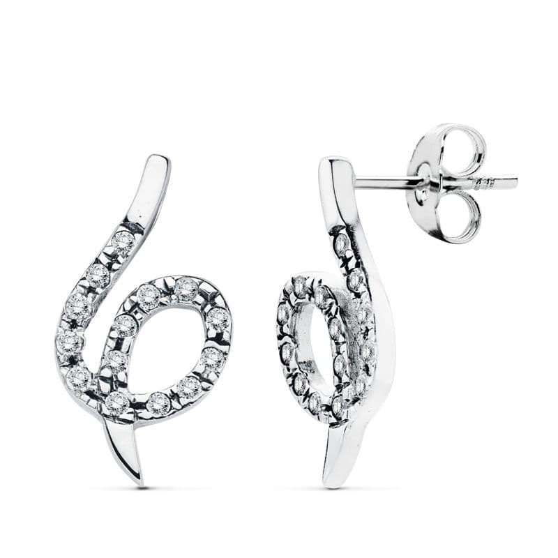 Pendientes Circonita 20 x 10 mm de oro blanco 18K