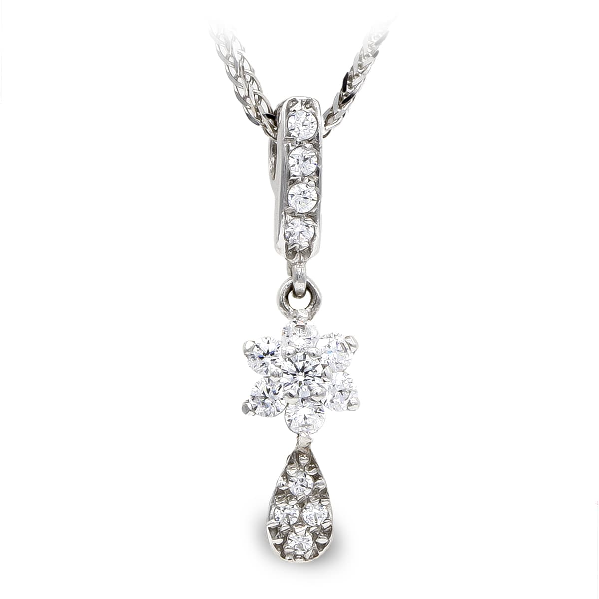 Gargantilla y Circonitas de oro blanco 18K
