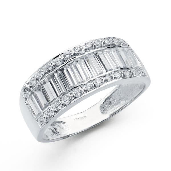 18K SORTIJA ORO BLANCO CON CIRCONITAS. ANCHO: 8 MM