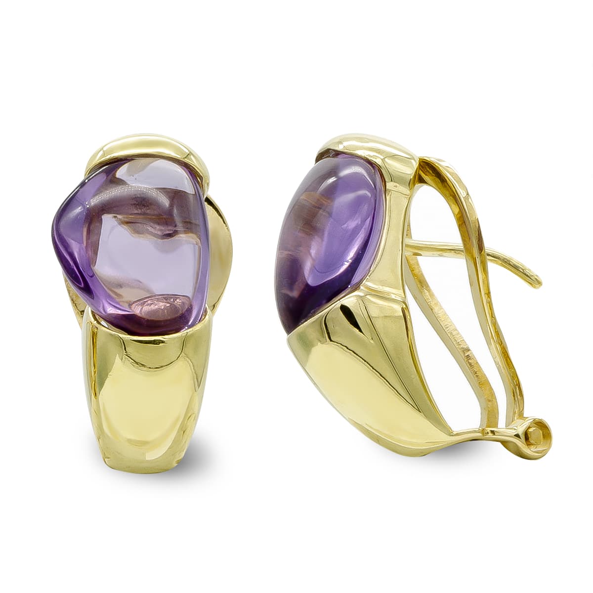 Pendientes Piedra de Color Oval de oro amarillo 18K