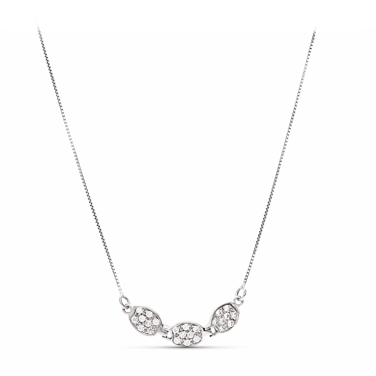Gargantilla y Circonitas de oro blanco 18K